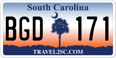 SC license plate BGD171