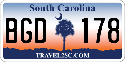 SC license plate BGD178