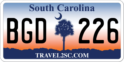 SC license plate BGD226