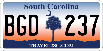 SC license plate BGD237