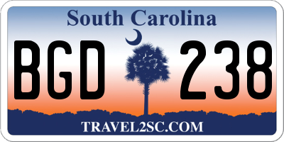 SC license plate BGD238