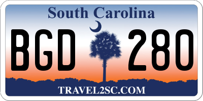 SC license plate BGD280