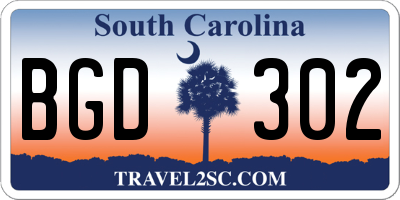 SC license plate BGD302