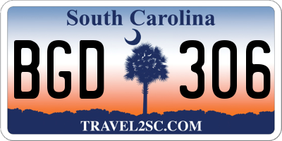 SC license plate BGD306