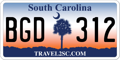SC license plate BGD312