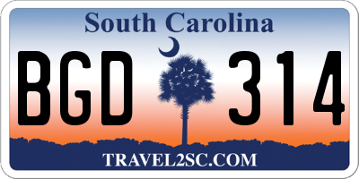 SC license plate BGD314