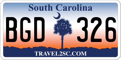 SC license plate BGD326
