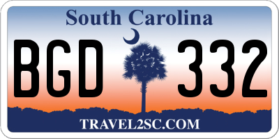 SC license plate BGD332