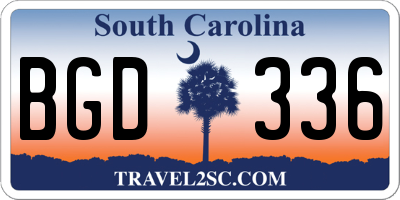 SC license plate BGD336