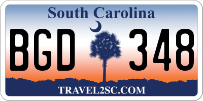 SC license plate BGD348
