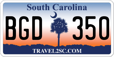 SC license plate BGD350