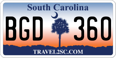 SC license plate BGD360