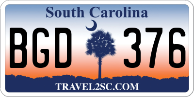 SC license plate BGD376