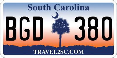 SC license plate BGD380