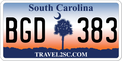 SC license plate BGD383