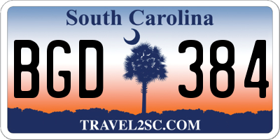 SC license plate BGD384
