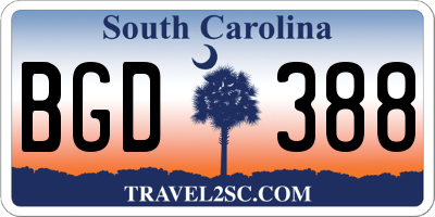 SC license plate BGD388
