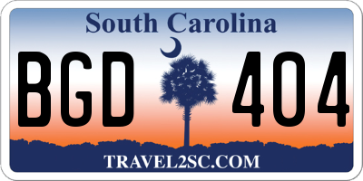 SC license plate BGD404