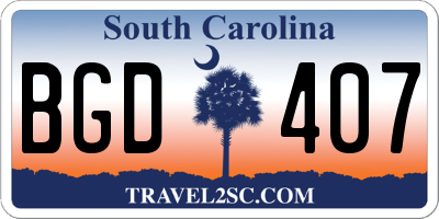 SC license plate BGD407