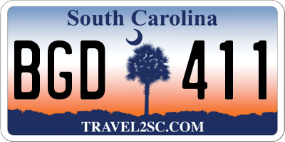 SC license plate BGD411