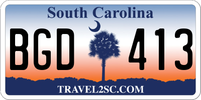 SC license plate BGD413