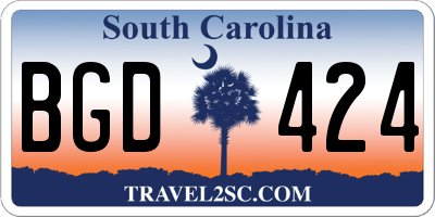 SC license plate BGD424
