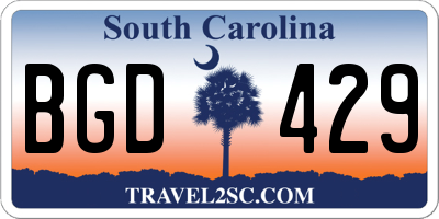 SC license plate BGD429