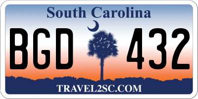 SC license plate BGD432