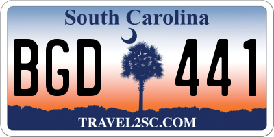 SC license plate BGD441