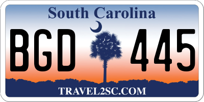 SC license plate BGD445