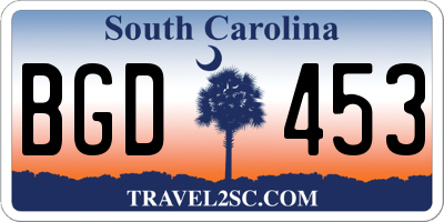 SC license plate BGD453