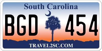 SC license plate BGD454
