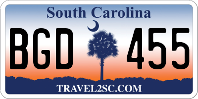 SC license plate BGD455