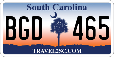 SC license plate BGD465