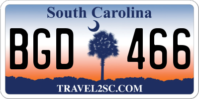 SC license plate BGD466