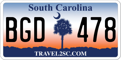 SC license plate BGD478