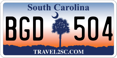 SC license plate BGD504