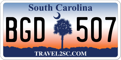 SC license plate BGD507
