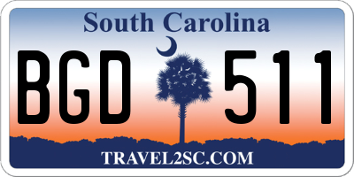 SC license plate BGD511