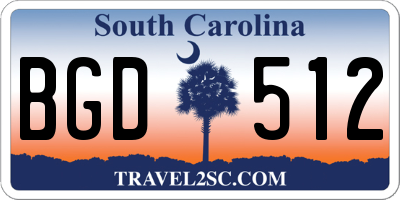 SC license plate BGD512