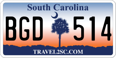 SC license plate BGD514