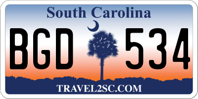 SC license plate BGD534