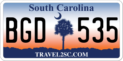 SC license plate BGD535