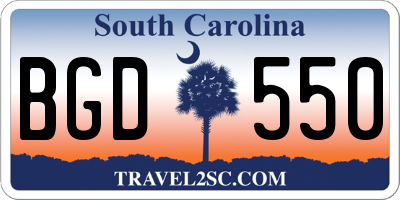 SC license plate BGD550