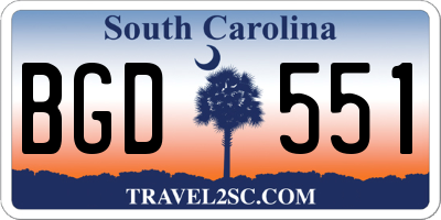 SC license plate BGD551