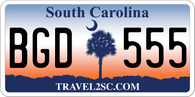 SC license plate BGD555