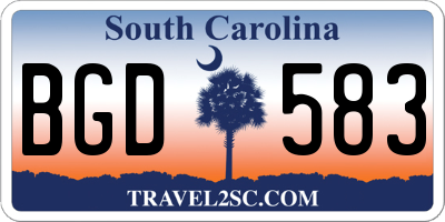 SC license plate BGD583