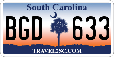 SC license plate BGD633