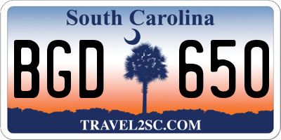 SC license plate BGD650