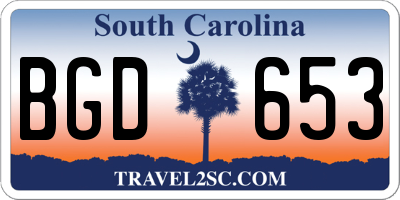 SC license plate BGD653